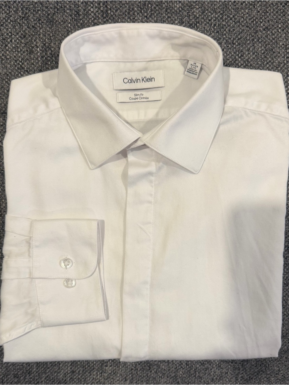 Calvin Klein Men's White Classic Point Collar Dress Shirt